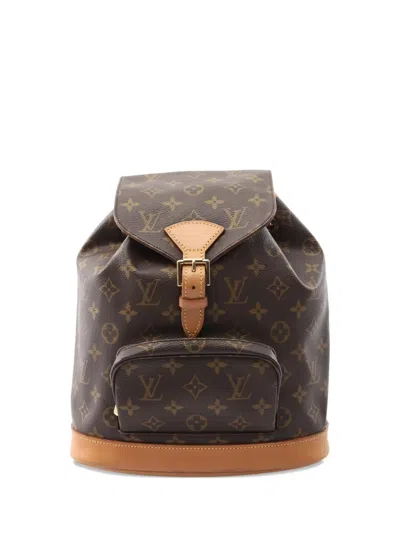 Pre-owned Louis Vuitton 1998 Montsouris Mm Monogram Buckle Backpack In Brown