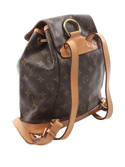 Pre-owned Louis Vuitton 1998 Montsouris Mm Monogram Buckle Backpack In Brown