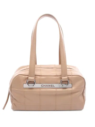 Pre-owned Chanel 2004-2005 Chocolate Bar Boston Shoulder Bag In Neutral