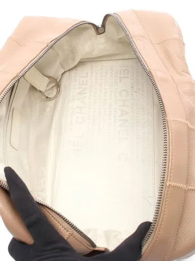 Pre-owned Chanel 2004-2005 Chocolate Bar Boston Shoulder Bag In Neutral