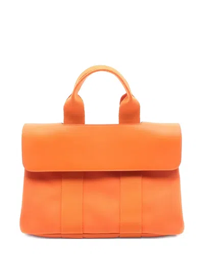 Pre-owned Hermes 2009 Valparaiso Pm Chevron Handbag In Orange