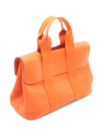 Pre-owned Hermes 2009 Valparaiso Pm Chevron Handbag In Orange
