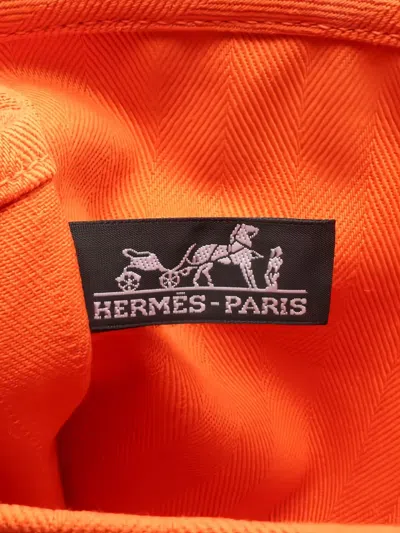 Pre-owned Hermes 2009 Valparaiso Pm Chevron Handbag In Orange