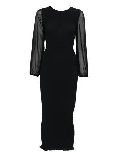 Never Fully Dressed Perrie Sheer Longsleeve Dress In Black
