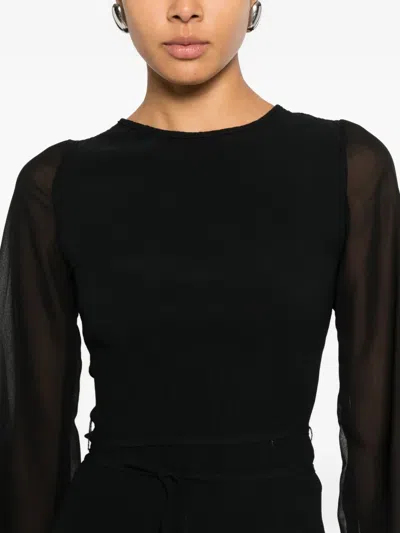 Never Fully Dressed Perrie Sheer Longsleeve Dress In Black