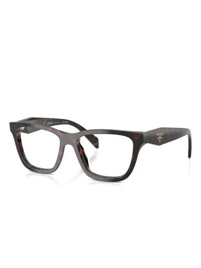 Prada 0pr B01v Rectangular Tortoiseshell Acetate Eyeglasses In Gray