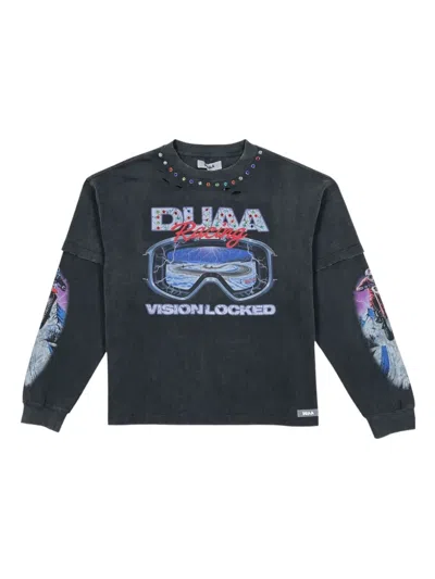 Duaa Focused Distressed Long-sleeve T-shirt In Black