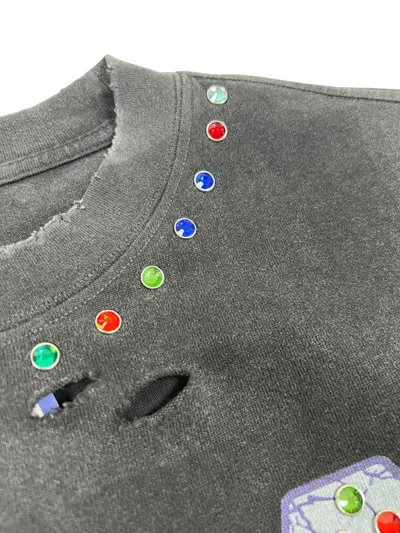 Duaa Focused Distressed Long-sleeve T-shirt In Black