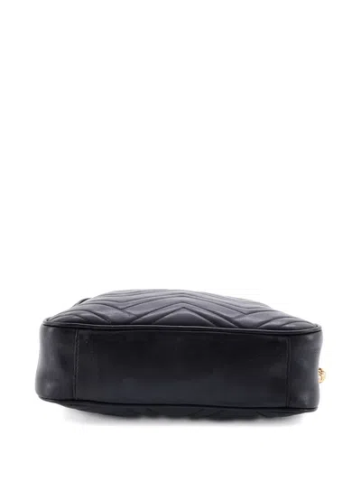 Pre-owned Gucci Gg Marmont Matelasse Leather Medium Shoulder Bag In Black