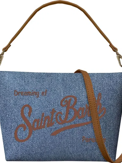 Mc2 Saint Barth Aline Shoulder Logo Denim Shoulder Bag In Blue