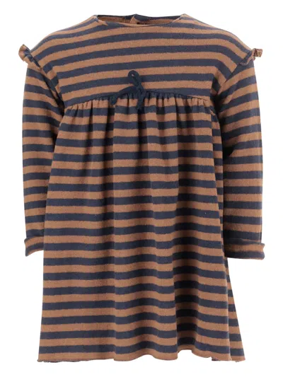 1+ In The Family Striped Ruffled-trim Dress In Brown