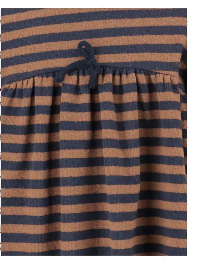 1+ In The Family Striped Ruffled-trim Dress In Brown