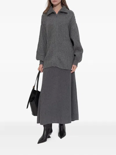 Lisa Yang Balloon-sleeve Zip Cardigan In Gray