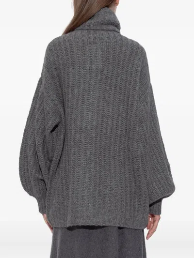 Lisa Yang Balloon-sleeve Zip Cardigan In Gray