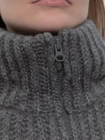 Lisa Yang Balloon-sleeve Zip Cardigan In Gray