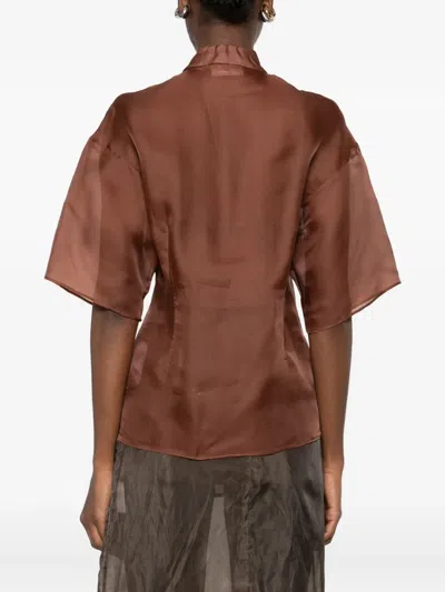 Bite Studios Verse Short-sleeved Buttoned Shirt In Brown