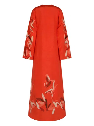 Raquel Diniz Lena Printed V-neck Maxi Dress In Orange