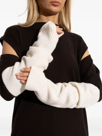 Lisa Yang Ribbed Gloves In Neutral