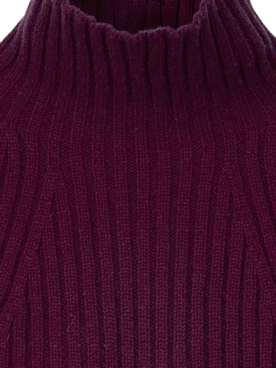 Eric Bompard Ribbed-knit Bib In Purple