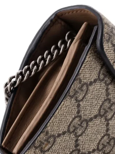 Pre-owned Gucci Dionysus Chain Wallet Gg Coated Canvas Long Clutch Bag In Neutral