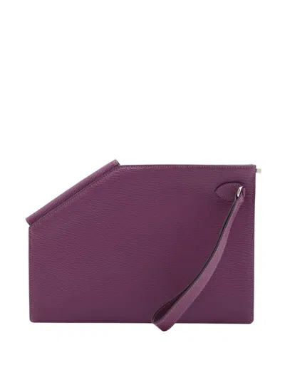 Pre-owned Hermes 2019 Chevre Mysore Kelly To Go Pouch Clutch Bag In Purple