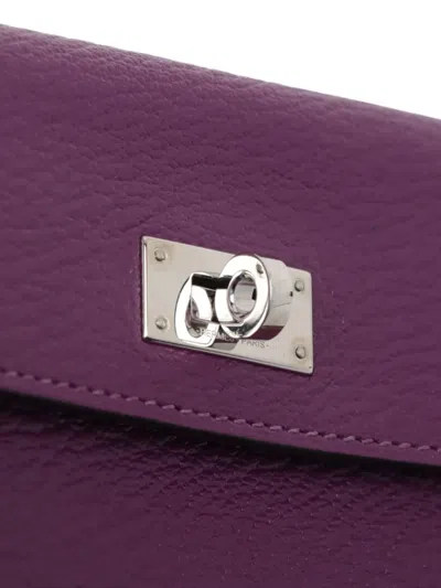 Pre-owned Hermes 2019 Chevre Mysore Kelly To Go Pouch Clutch Bag In Purple