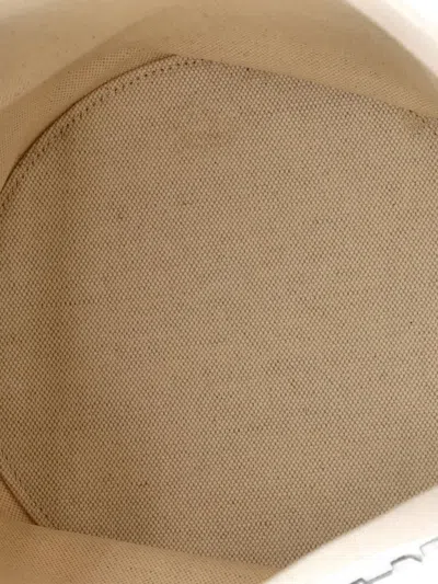 Pre-owned Saint Laurent Rive Gauche Canvas Bucket Bag In White