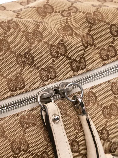 Pre-owned Gucci 2016-2025 Large Gg Canvas Icon Bit Satchel In Brown