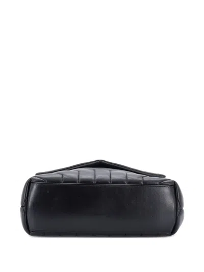 Pre-owned Saint Laurent Loulou Matelasse Chevron Leather Small Shoulder Bag In Black