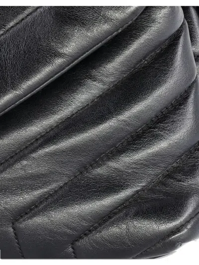 Pre-owned Saint Laurent Loulou Matelasse Chevron Leather Small Shoulder Bag In Black