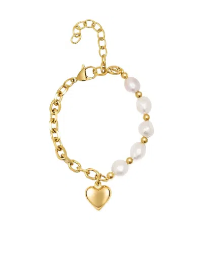 Nialaya Jewelry Cable-chain Pearl-embellishment Love Bracelet In Gold