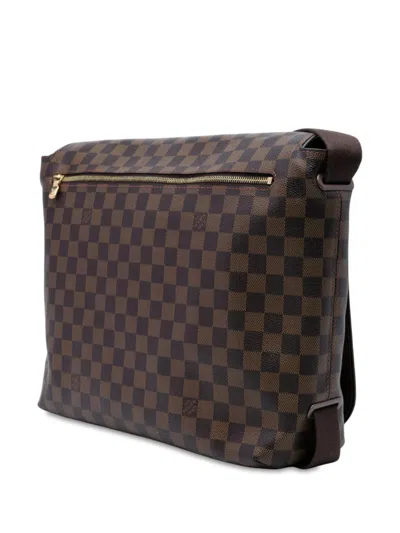Pre-owned Louis Vuitton 2008 Damier Ebene Brooklyn Gm Crossbody Bag In Brown