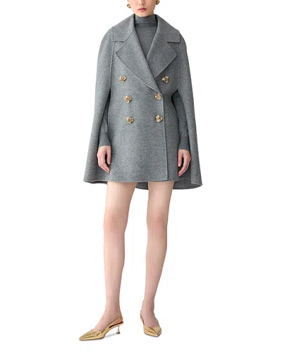 Carolina Herrera Double Breasted Cape Coat In Gray