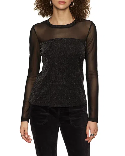 Sanctuary Sparkle Mesh Crewneck Top In Black
