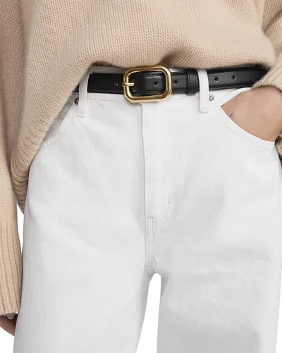 Frame The Rounded Buckle Leather Belt In Black