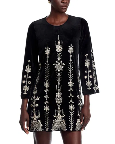 Johnny Was Bounce Velour Kimono Sleeve Dress In Black