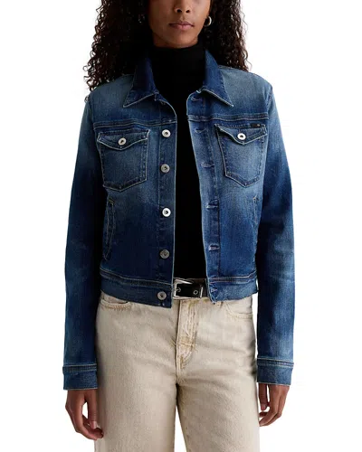 Ag Robyn Denim Cropped Jacket In Blue
