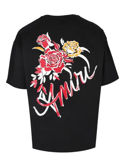 Amiri Roses T-shirt In Black