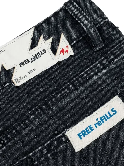 Free Refills Zebra-pattern Embellished Jeans In Black