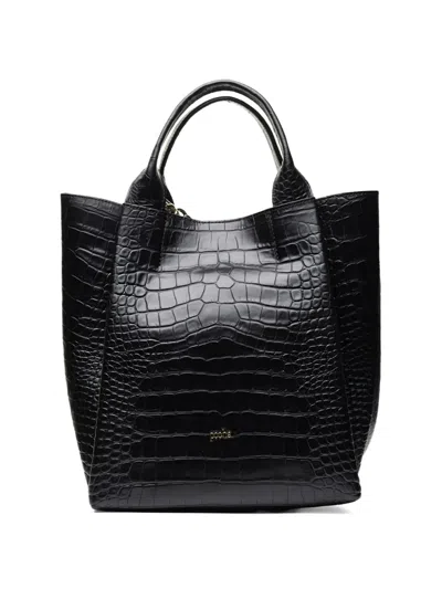 Poche Paris Embossed Tote Bag In Black