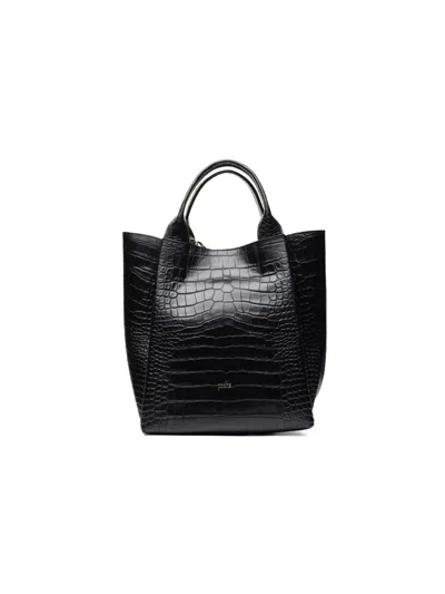Poche Paris Embossed Tote Bag In Black