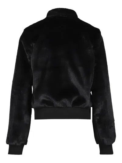 Open Yy Floral Appliqué Jacket In Black