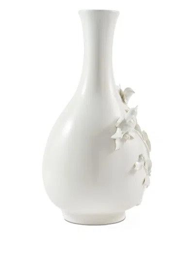 Polspotten Bird-adorned Porcelain Vase In White
