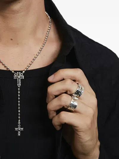 Emanuele Bicocchi Small Hammered Band Ring In Gray