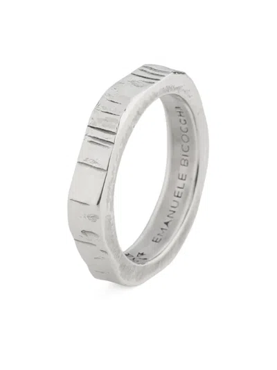 Emanuele Bicocchi Small Hammered Band Ring In Gray