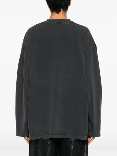 Alexander Wang Women Long Sleeves Shield Graphic Tee In Gray