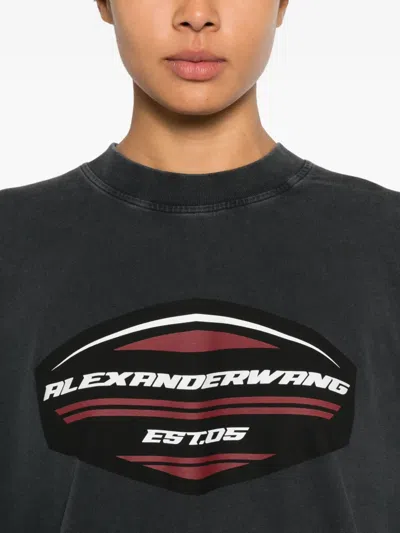 Alexander Wang Women Long Sleeves Shield Graphic Tee In Gray