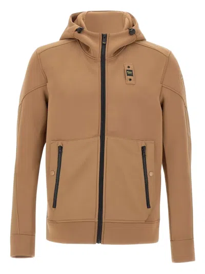 Blauer Zip-up Hooded Jacket In Brown