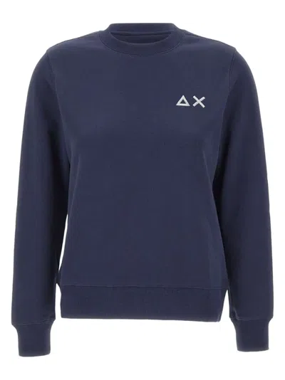 Sun 68 Embroidered-logo Crew-neck Sweatshirt In Blue