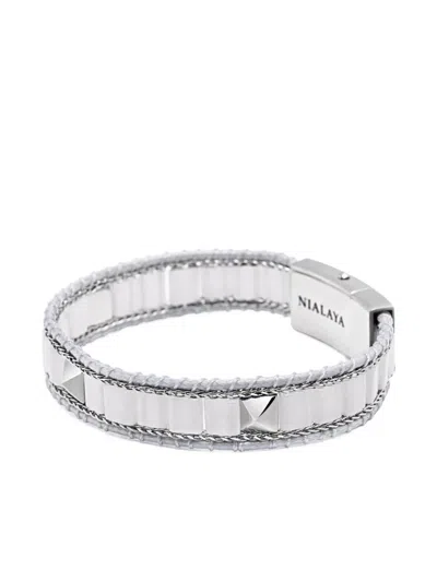 Nialaya Jewelry Stud-embellishment Jade Bracelet In White